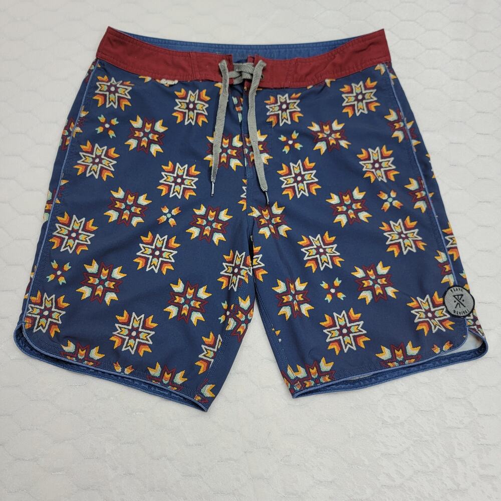 Roark Revival Mens Size 32 Blue Southwestern Aztec Boardshorts Swim Trunks